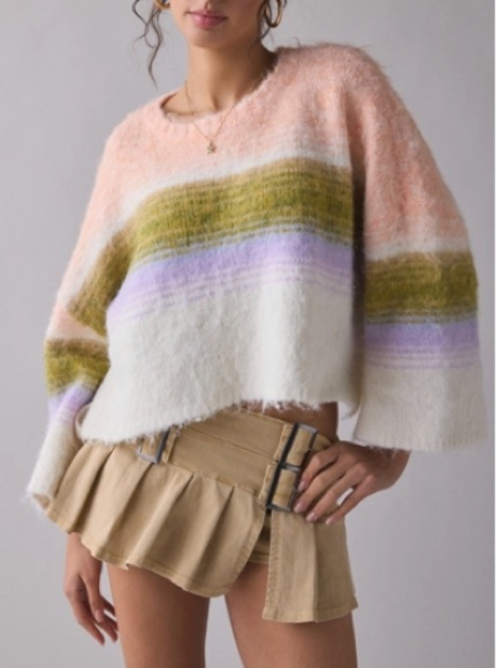 Fuzzy crop sweater